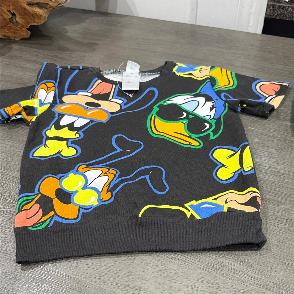 Disney Kids Matching Set Black with Neon Donald Duck Print